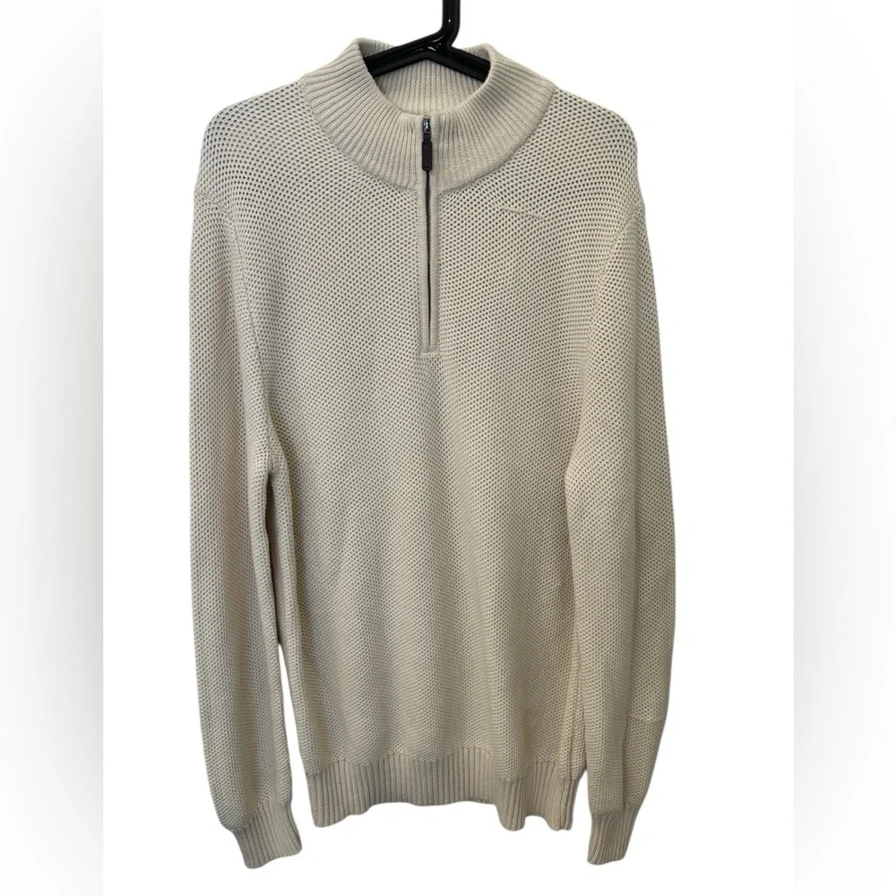 J.Crew Factory Men's L Cotton Honeycomb Knit Half-Zip Sweater NWT Flawed